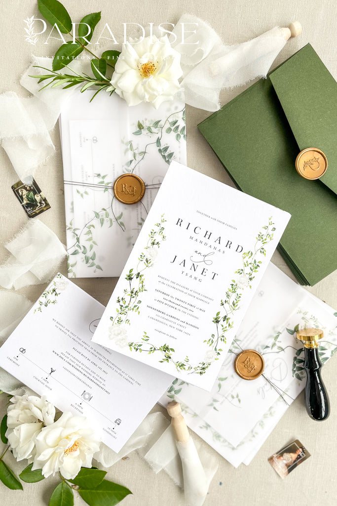 Eleta Watercolor Greenery Wedding Invitations