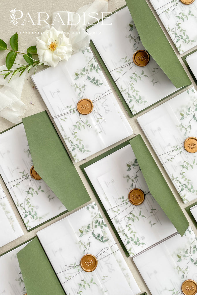 Eleta Watercolor Greenery Wedding Invitations