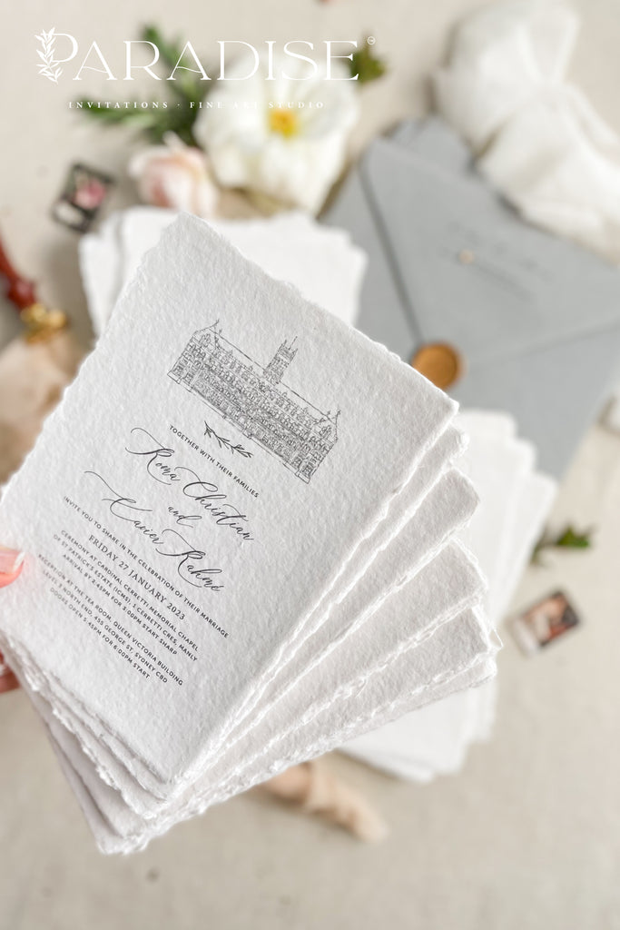 Emeraude Handmade Paper Wedding Invitation Sets