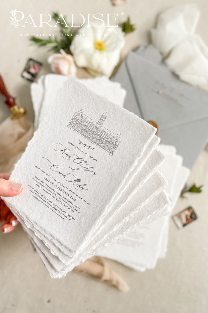 Emeraude Handmade Paper Wedding Invitation Sets