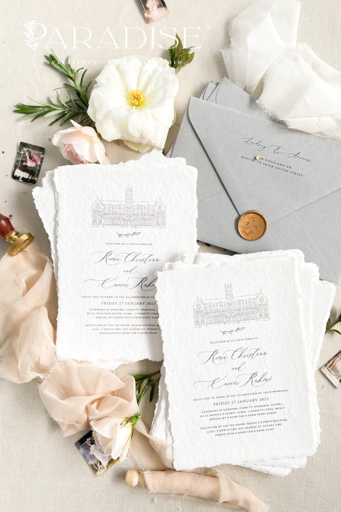 Emeraude Handmade Paper Wedding Invitation Sets