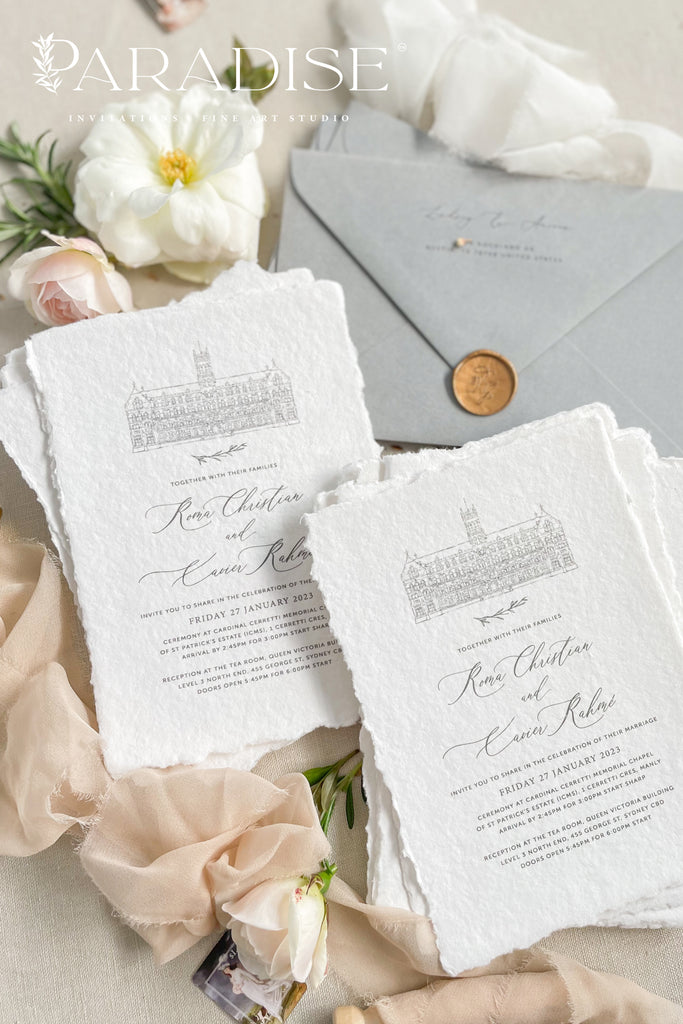 Emeraude Handmade Paper Wedding Invitation Sets
