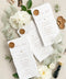 Capture timeless elegance with these handmade paper wedding menus, featuring classic deckled edges, refined calligraphy, and a luxurious gold wax seal. Each menu is handcrafted from 100% cotton rag paper, lending a rich texture and organic feel that instantly elevates any fine-art or romantic wedding aesthetic. Whether you’re hosting an intimate garden celebration, a formal black-tie dinner, or a destination wedding.