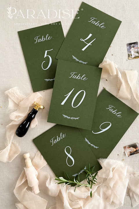 These deep green table numbers bring an elevated, nature-inspired touch to your wedding décor. Designed with crisp white lettering and subtle botanical illustrations, they strike the perfect balance between modern simplicity and organic charm. Printed on luxurious heavyweight cardstock, each piece adds depth, contrast, and effortless sophistication to any tablescape, whether your celebration leans rustic, elegant, or garden-inspired.
