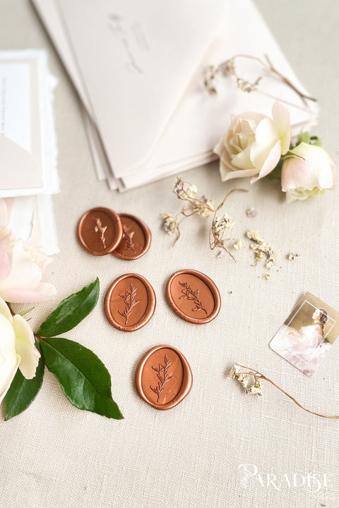 Warm, rich copper wax seals bring depth and understated luxury to wedding stationery, envelopes, and keepsake details. Hand-poured and finished with a softly metallic sheen, each seal adds a timeless accent that pairs beautifully with handmade paper, vellum, and fine art envelopes. Perfect for couples seeking an elegant, organic finishing touch with a classic feel.