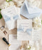 Elegant, romantic, and handmade with love - our fine art wedding invitation suite is crafted from luxury cotton deckled-edge paper and finished with a delicate powder blue chiffon ribbon and white wax seal. The soft blue tones and artisanal textures make this suite perfect for fine art, coastal, or destination weddings, offering a serene yet refined aesthetic that feels effortlessly graceful.
