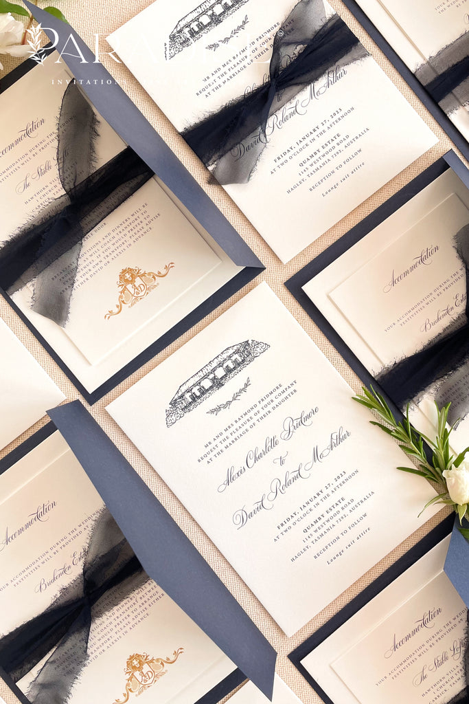 Corretta Letterpress Wedding Invitations