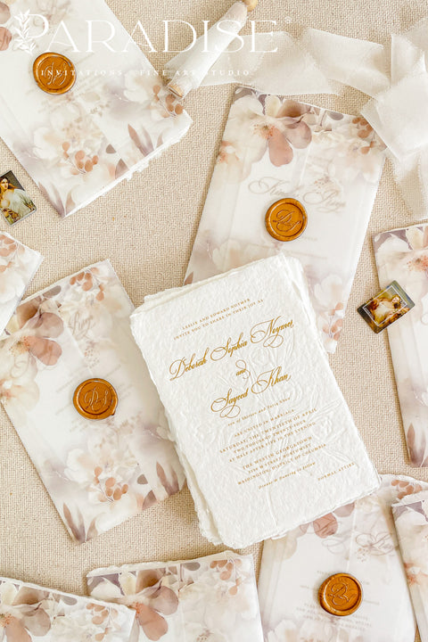 Announce your special day with timeless sophistication through our embossed handmade wedding invitations — a perfect blend of artistry, texture, and luxury. Each invitation is individually handmade and embossed by hand, creating beautiful raised patterns that add depth and refinement your guests can feel.