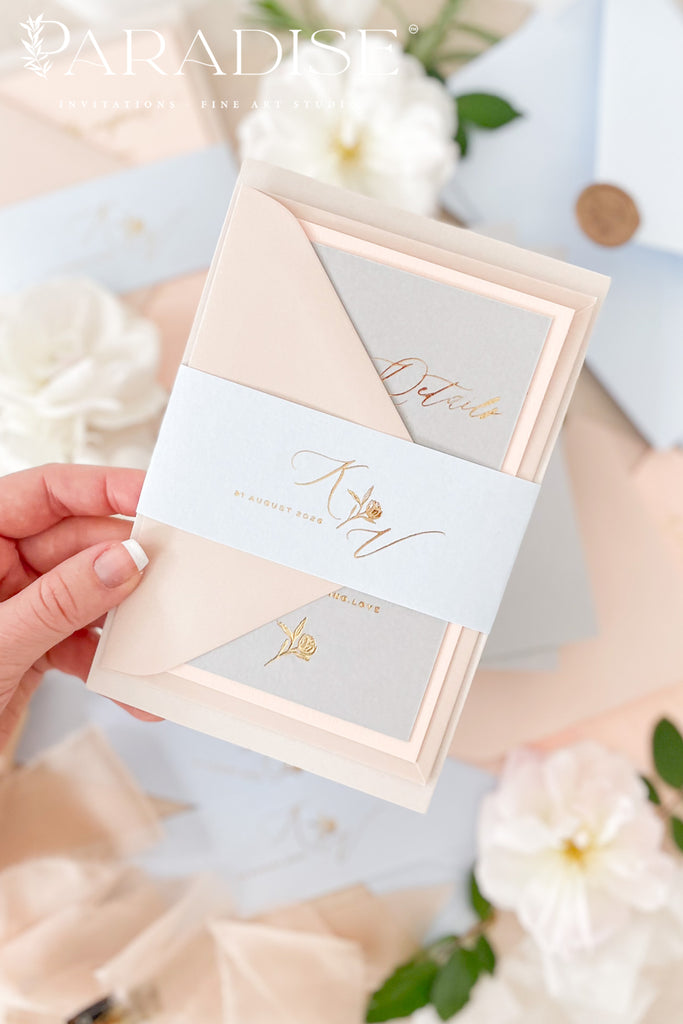 Skylar Gold Foil Wedding Invitation Sets