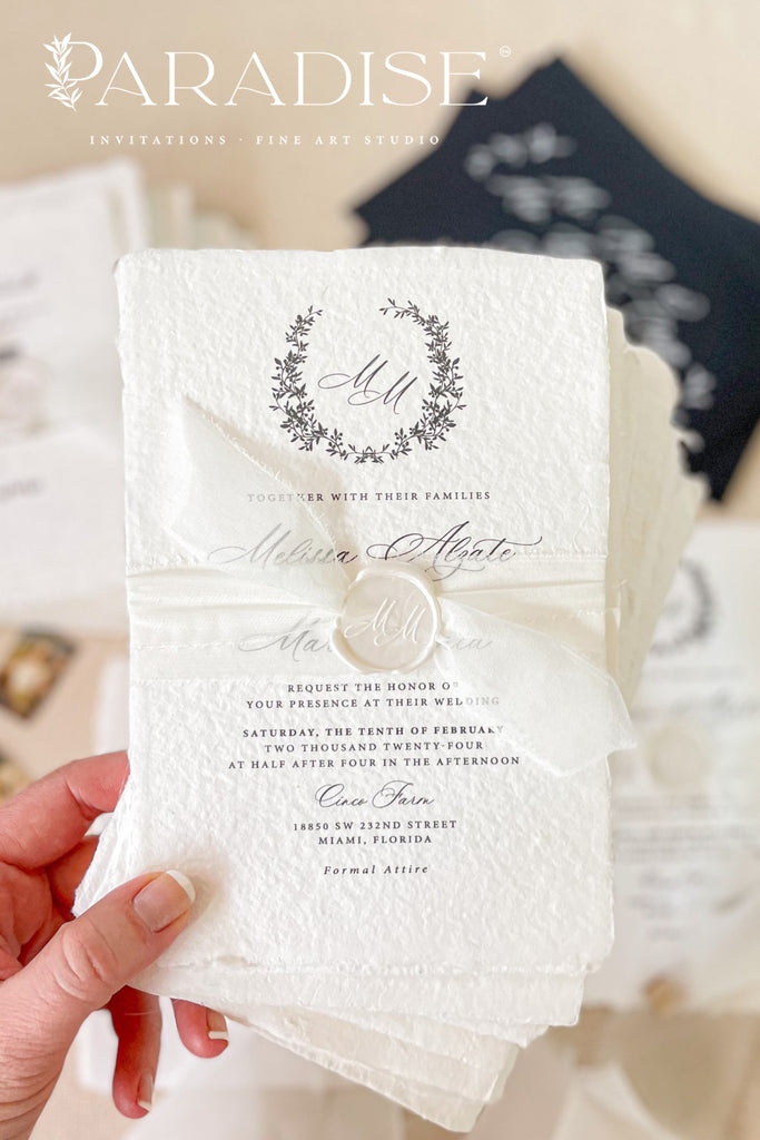 Zoe Handmade Paper Wedding Invitation Sets