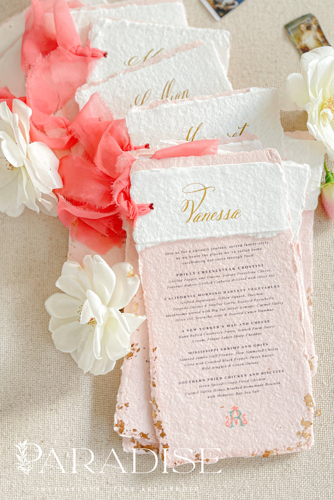 Rosalinda Handmade Paper Wedding Menus