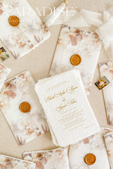 Announce your special day with timeless sophistication through our embossed handmade wedding invitations — a perfect blend of artistry, texture, and luxury. Each invitation is individually handmade and embossed by hand, creating beautiful raised patterns that add depth and refinement your guests can feel.