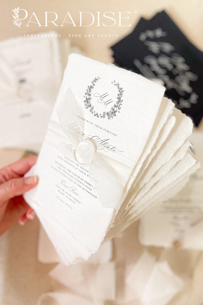 Zoe Handmade Paper Wedding Invitation Sets