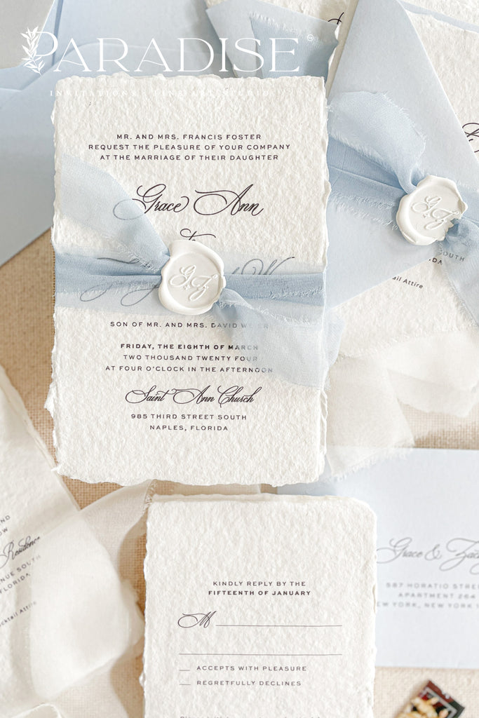 Elsie Handmade Paper Wedding Invitations