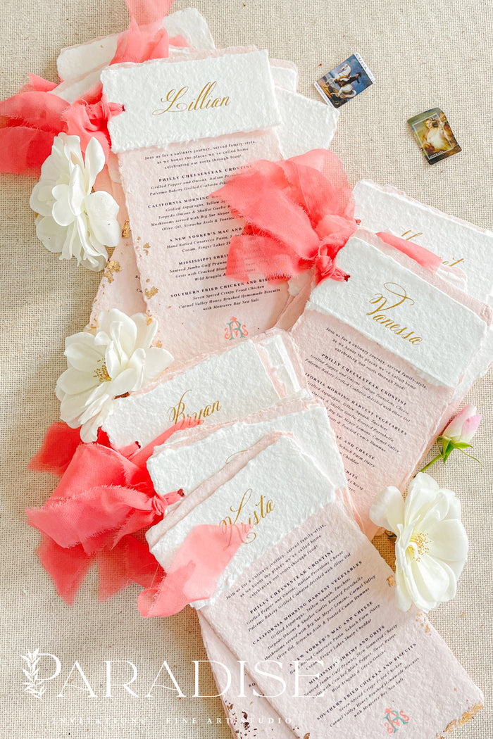 Rosalinda Handmade Paper Wedding Menus