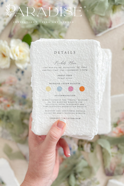 This exquisite wedding invitations suite offers a blend of fine artistry and natural elegance. Each invite is printed on luxurious handmade paper with beautiful deckled edges, providing a rich, tactile feel. The centerpiece is a custom, hand drawn watercolor venue illustration that captures the unique charm of your location, creating a truly memorable keepsake for your guests. This suite is perfect for a garden wedding, beautifully capturing the romantic and serene atmosphere.