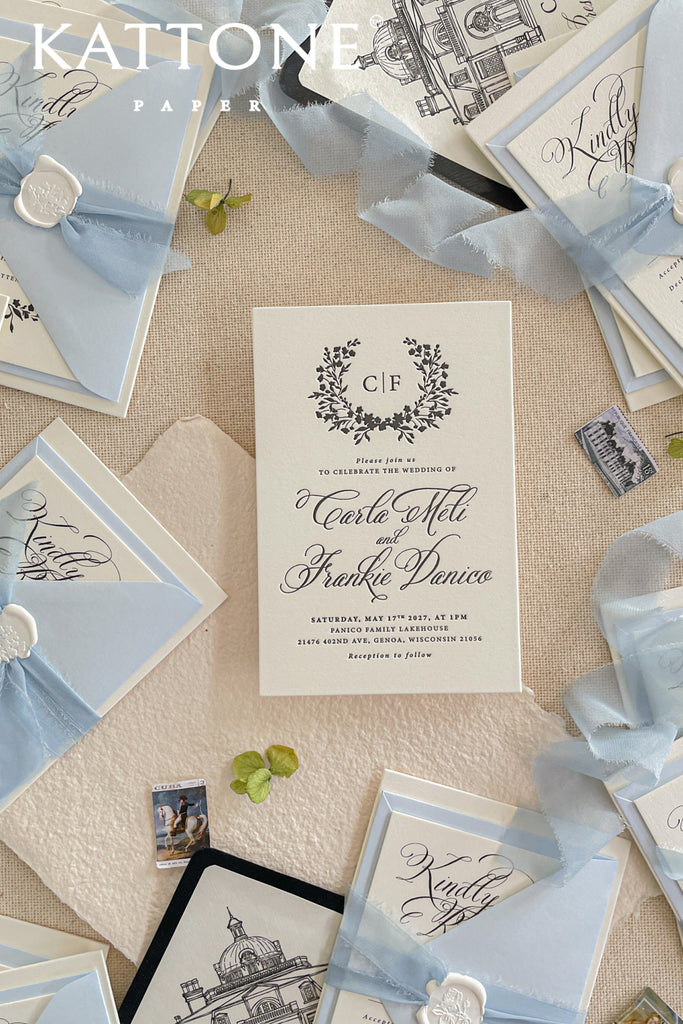 Amalfi Monogram Wedding Invitation Sets