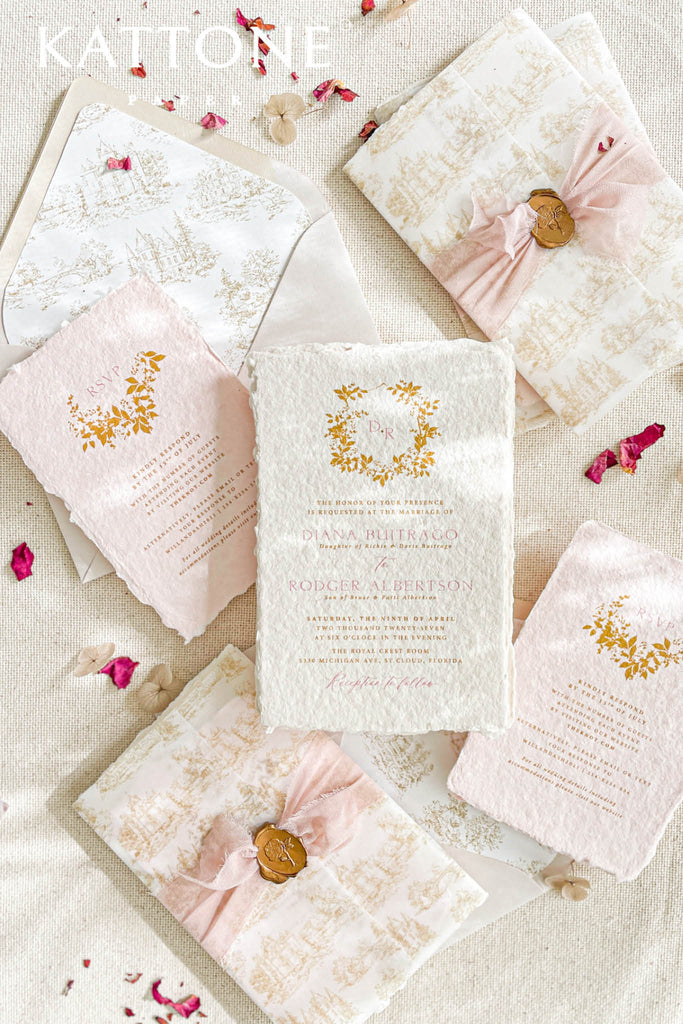 Grace Handmade Paper Wedding Invitation Suite
