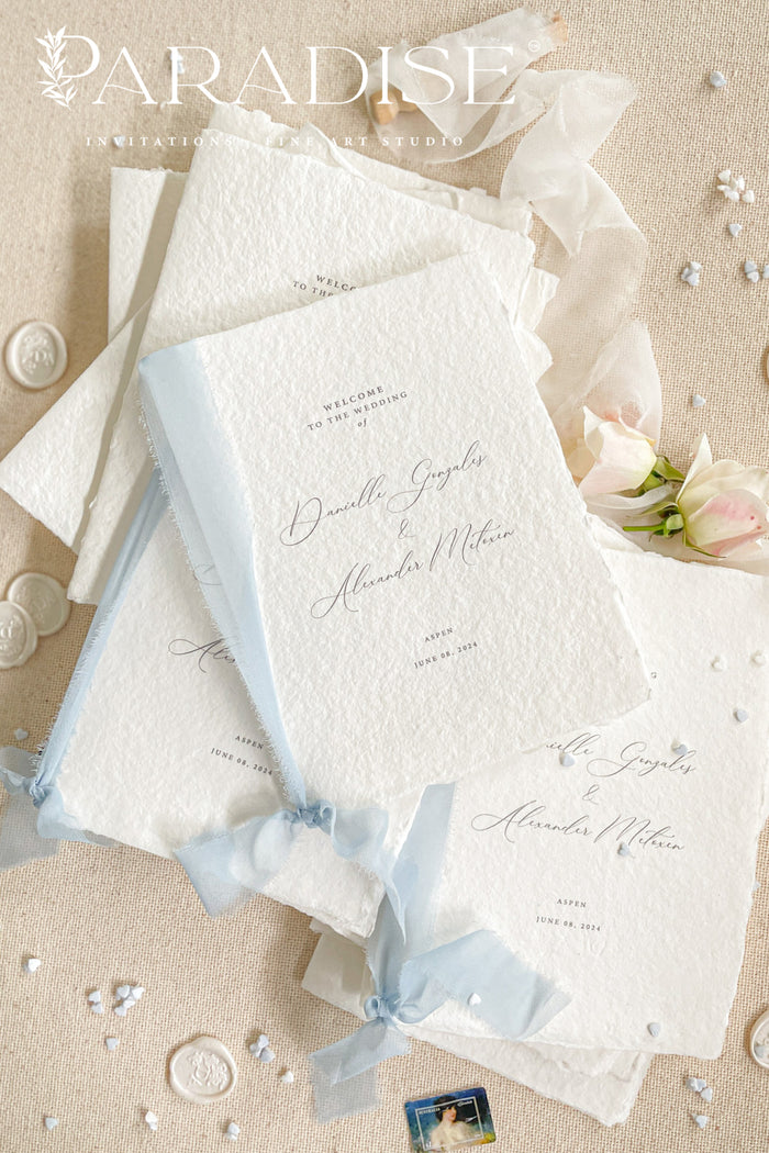 Indigo Handmade Paper Wedding Program