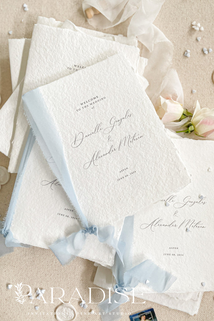 Indigo Handmade Paper Wedding Program