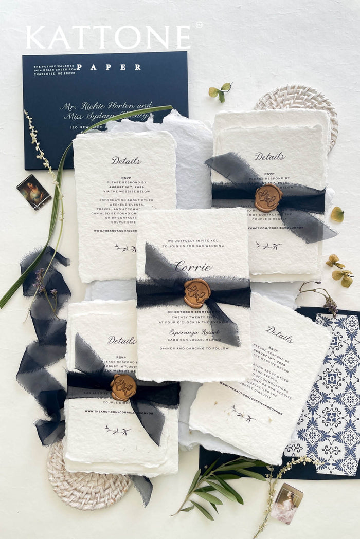 Casiane Handmade Paper Wedding Invitation Suite