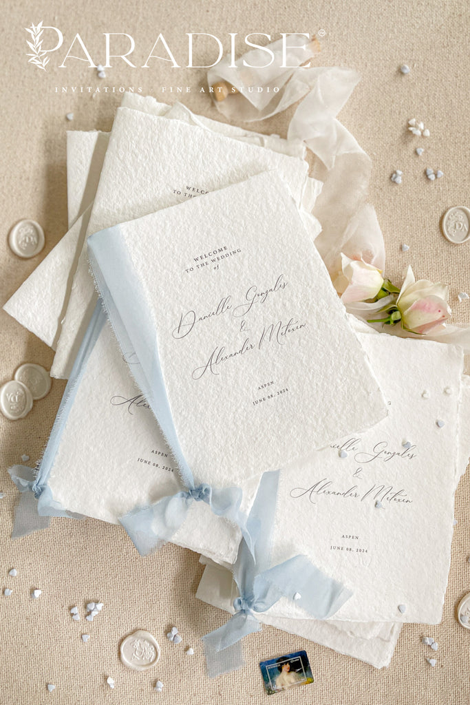 Indigo Handmade Paper Wedding Program