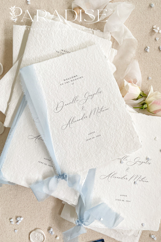 Indigo Handmade Paper Wedding Program