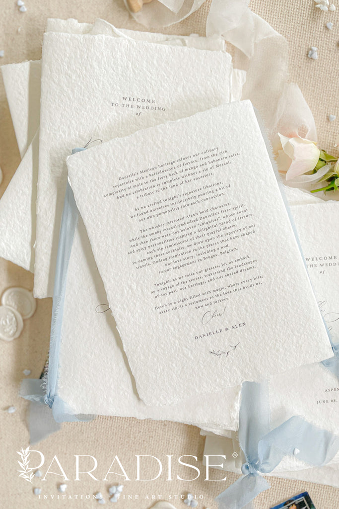 Indigo Handmade Paper Wedding Program