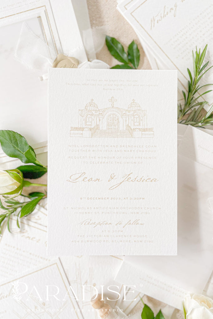 Grace Hand Drawn Venue Wedding Invitation Sets