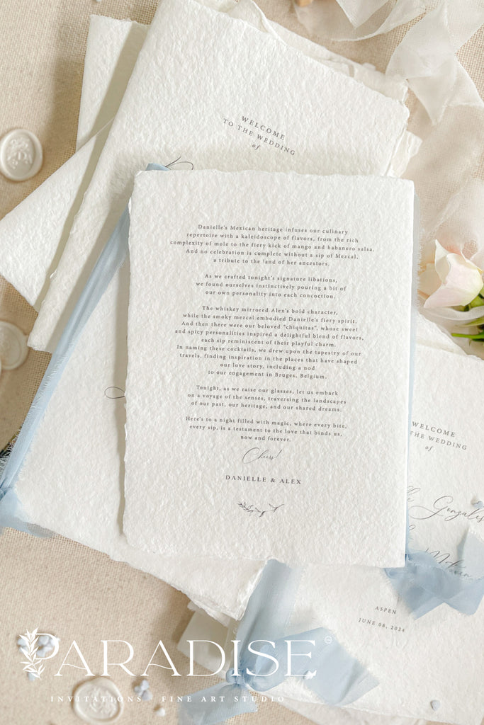 Indigo Handmade Paper Wedding Program