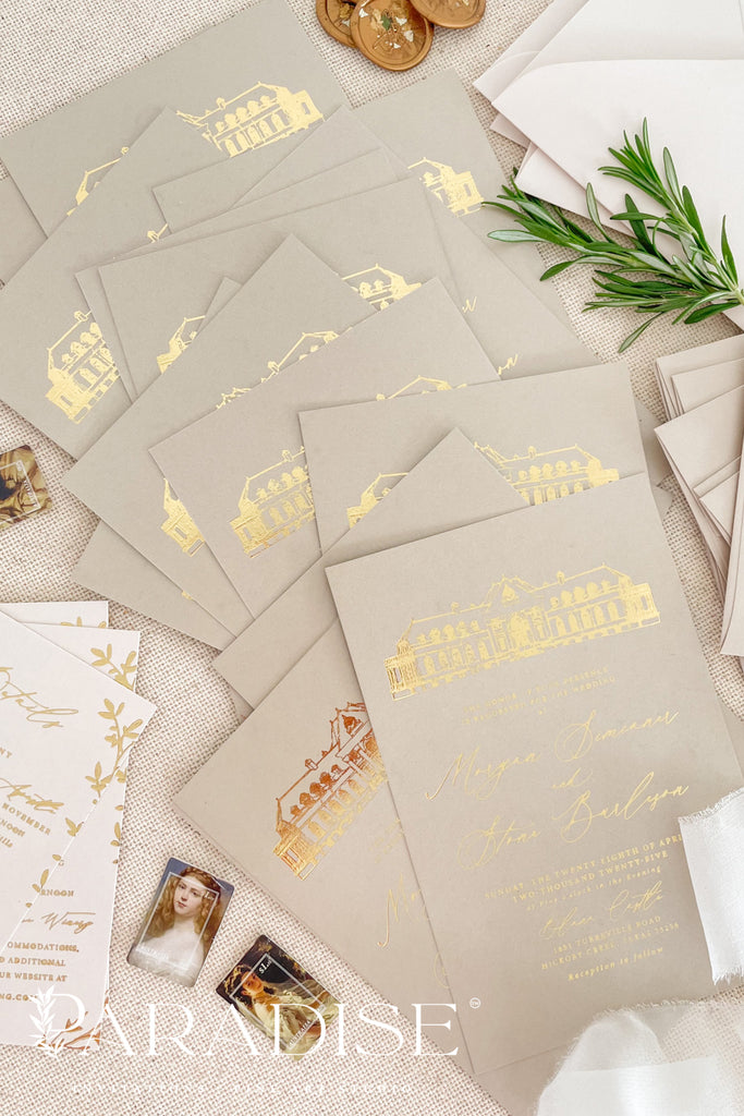 Maria Gold Foil Wedding Invitation Sets