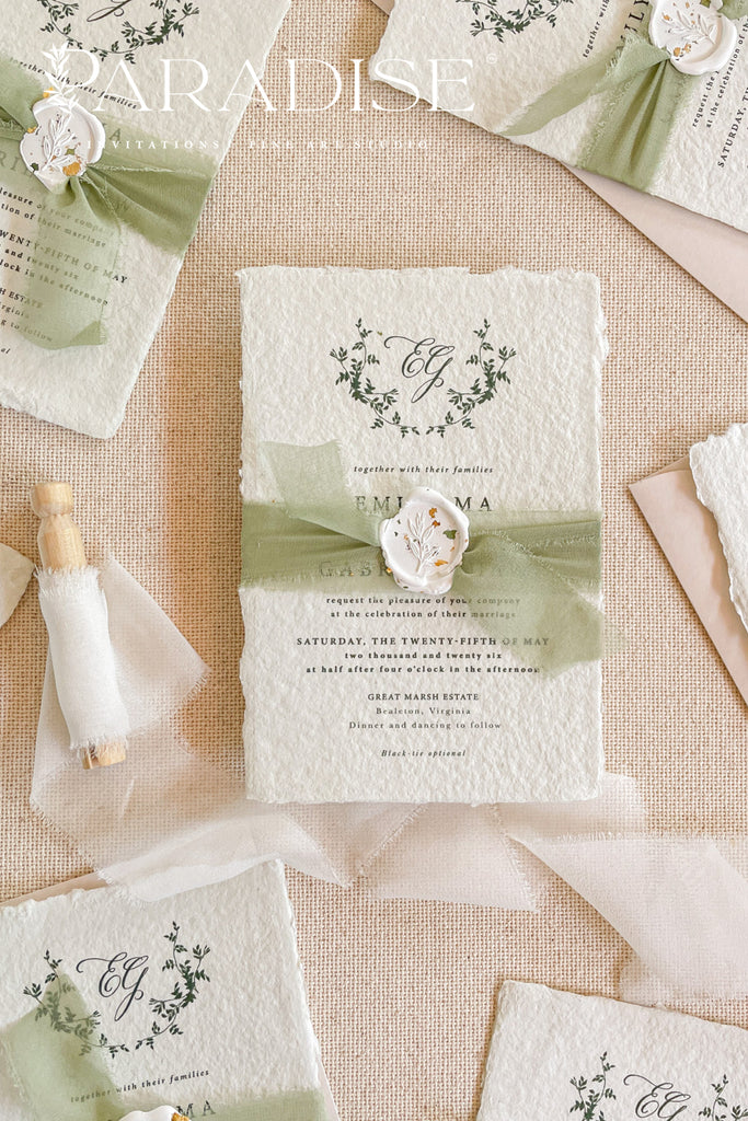 Lainey Colored Handmade Paper Wedding Invitations