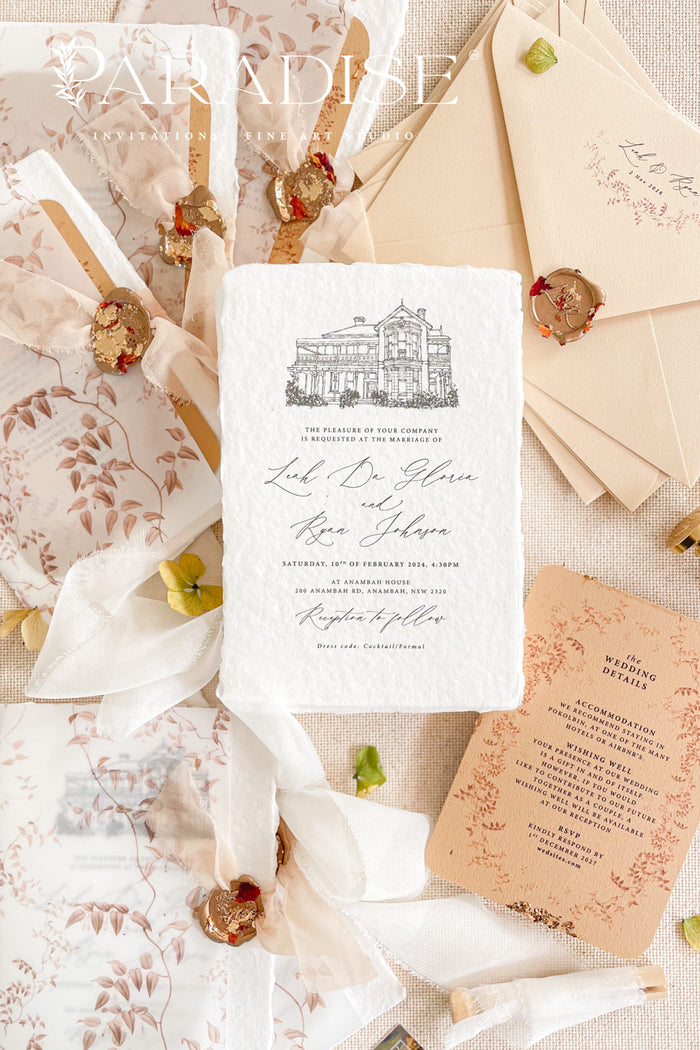 Rebekah Handmade Paper Wedding Invitation Sets