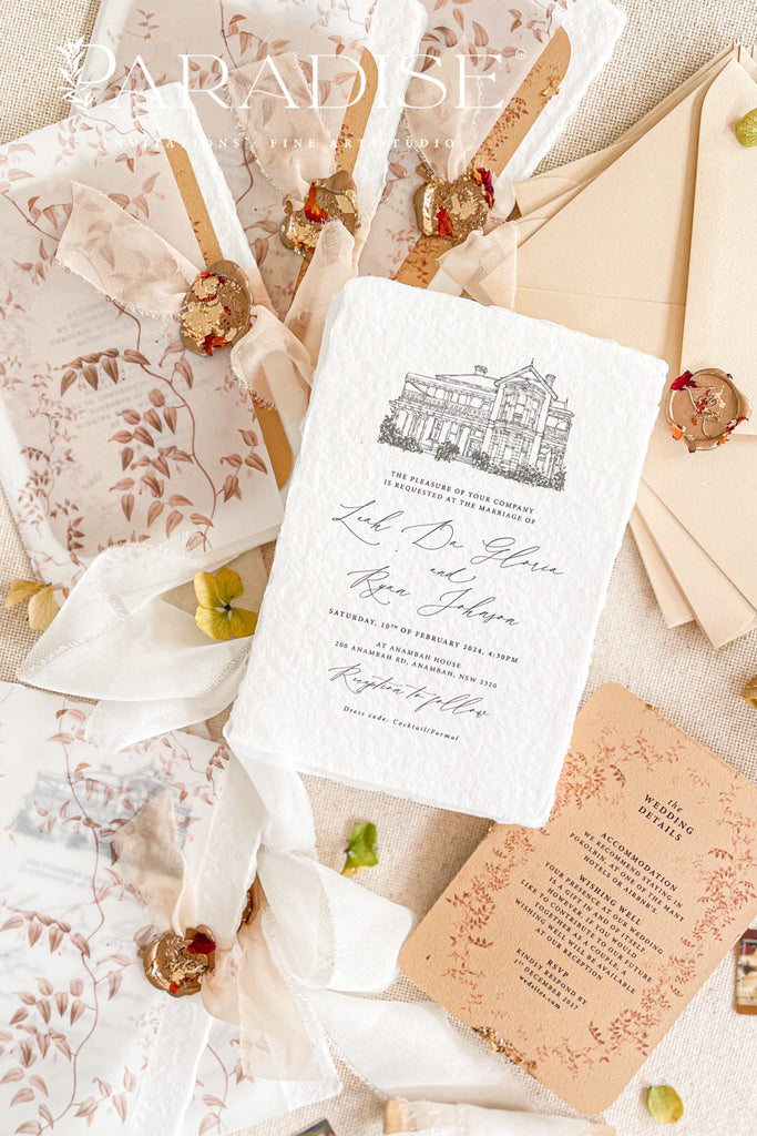 Rebekah Handmade Paper Wedding Invitation Sets