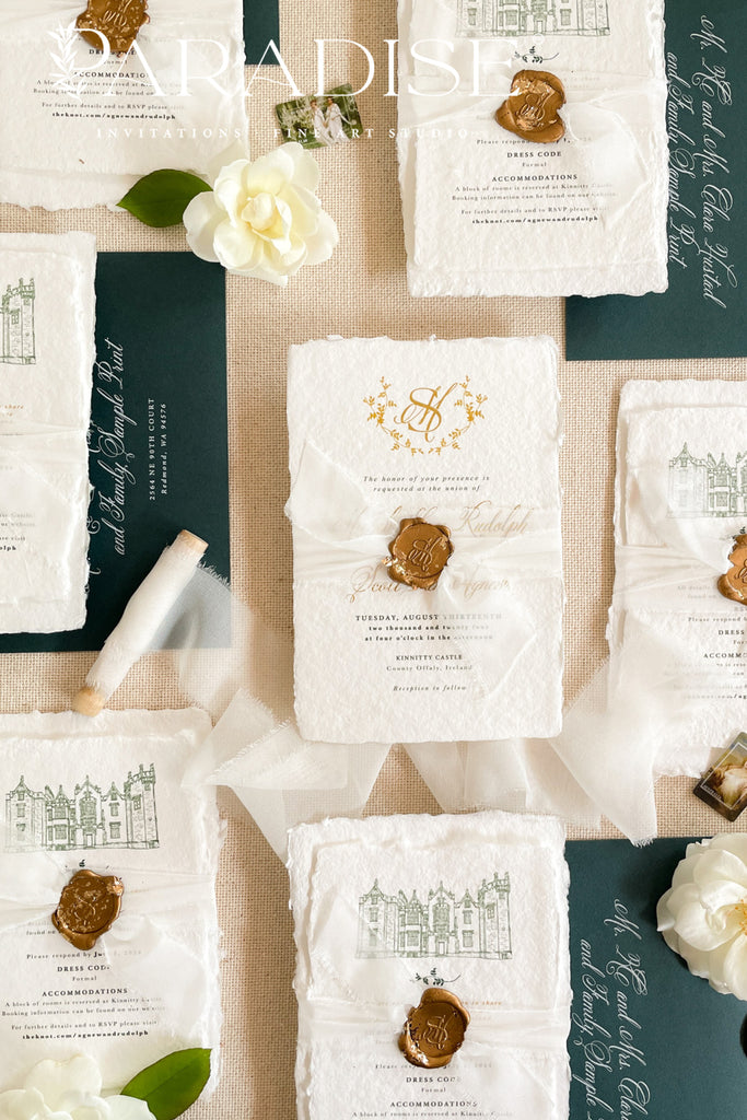 Magnolia Handmade Paper Wedding Invitation Sets