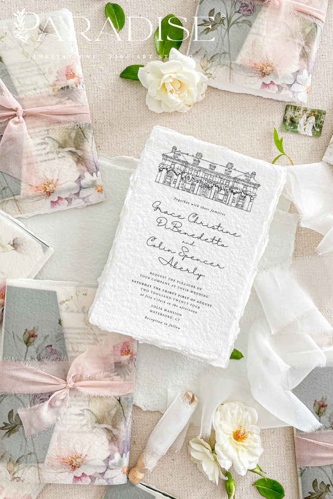 Blanca Handmade Paper Wedding Invitation Sets