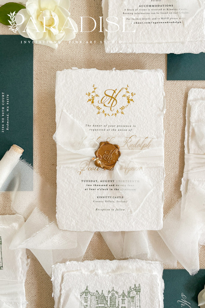 Magnolia Handmade Paper Wedding Invitation Sets