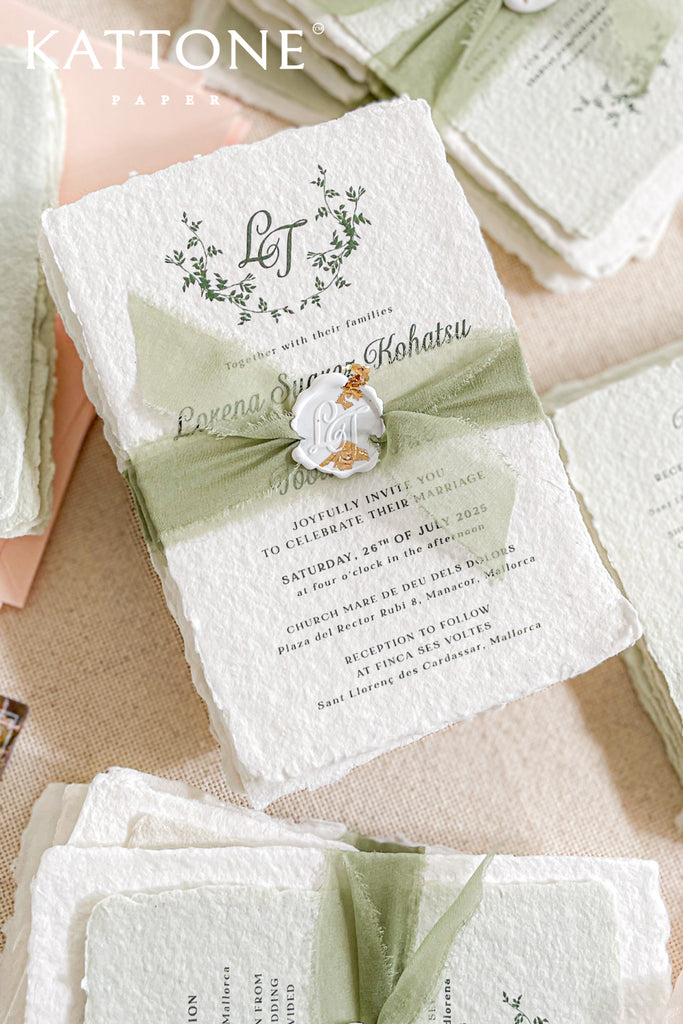 Clarice Handmade Paper Wedding Invitation Suite