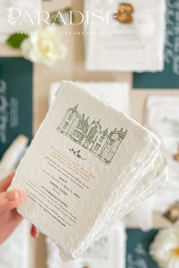 Magnolia Handmade Paper Wedding Invitation Sets