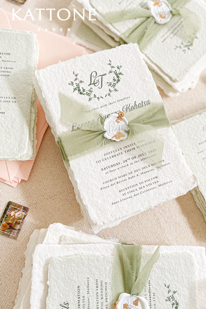 Clarice Handmade Paper Wedding Invitation Suite