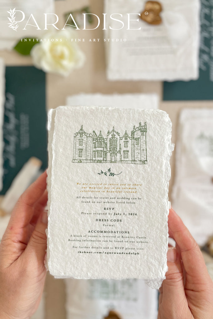 Magnolia Handmade Paper Wedding Invitation Sets