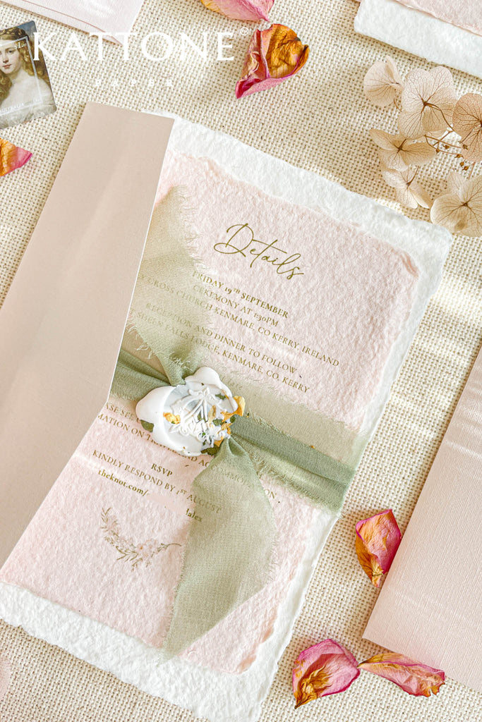 Victoria Handmade Paper Wedding Invitation Suite