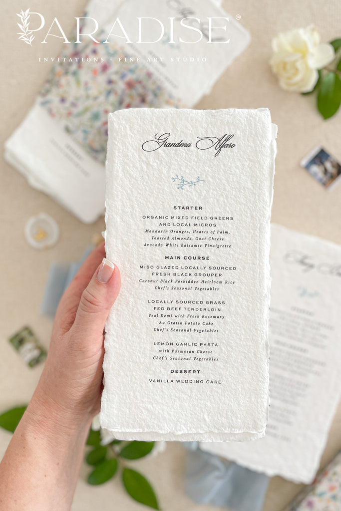 Serafina Handmade Paper Wedding Menus