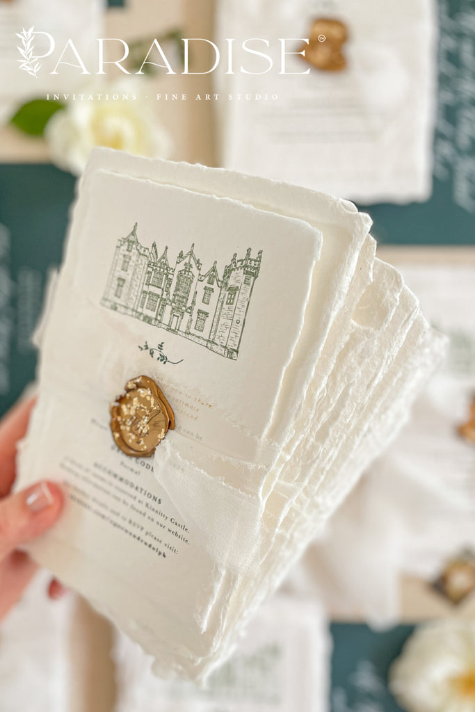 Magnolia Handmade Paper Wedding Invitation Sets