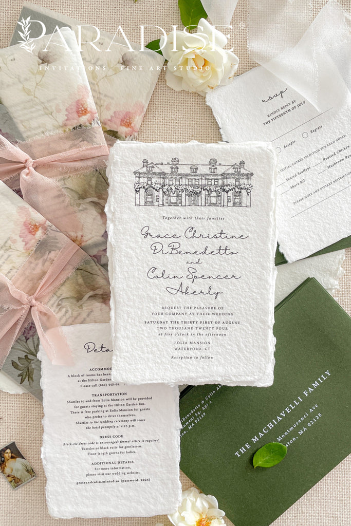 Blanca Handmade Paper Wedding Invitation Sets