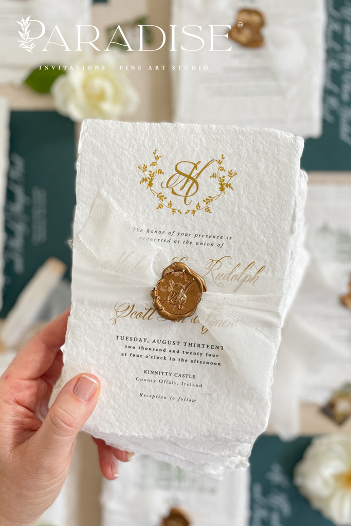 Magnolia Handmade Paper Wedding Invitation Sets