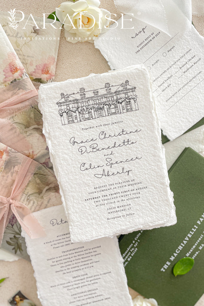 Blanca Handmade Paper Wedding Invitation Sets