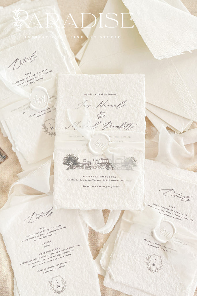 Payton Handmade Paper Wedding Invitations