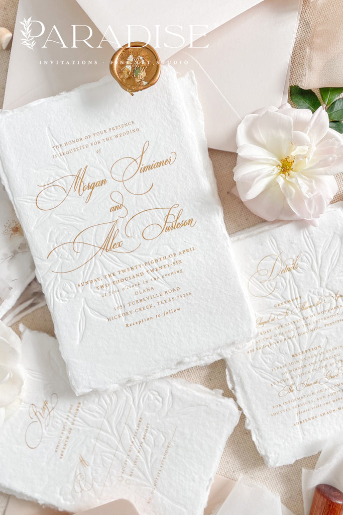 Piper Handmade Paper Wedding Invitation Sets