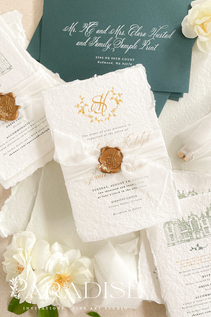 Magnolia Handmade Paper Wedding Invitation Sets